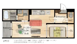 宮城県仙台市若林区荒井2【アパート】の間取り