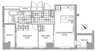 パークハビオ赤坂【8階】の間取り