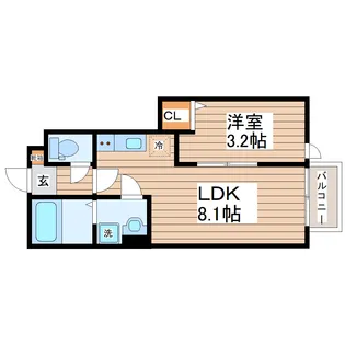 (仮)ガス割 第八弾 THE ROOM 南仙台駅B【1階】の間取り