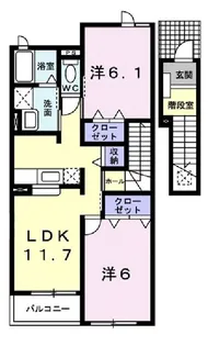 ピュール 長浜B【2階】の間取り