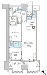 レガシス中目黒【9階】の間取り