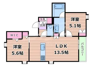 内代レジデンスサウス【2階】の間取り