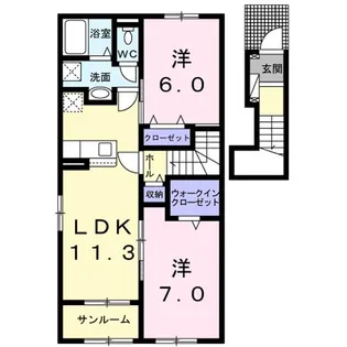 シャイン大興E【2階】の間取り