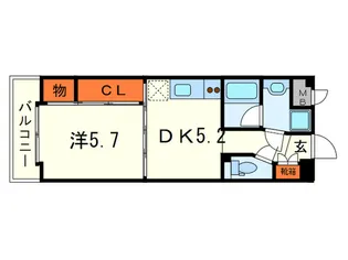 六甲グリ-ンビュ-【3階】の間取り