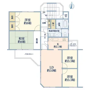 東急ドエル宮前平ビレジ A棟【5階】の間取り