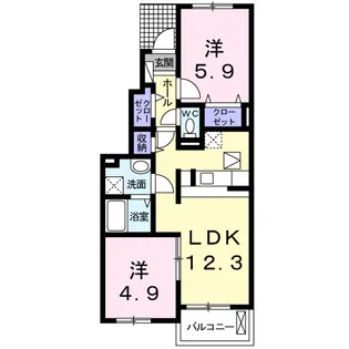 ミル アージュC【1階】の間取り