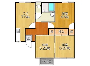 矢動丸ハイツ C棟【2階】の間取り