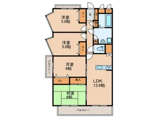 エバーライフ東平尾公園II【7階】の間取り