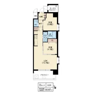 スプランディッド福島WEST【8階】の間取り
