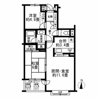 横浜鶴見ガーデンハウス【4階】の間取り