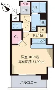 ウィッシュ・スクエア・イースト【6階】の間取り