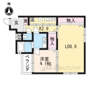 クラージュ御幸町坂【4階】の間取り