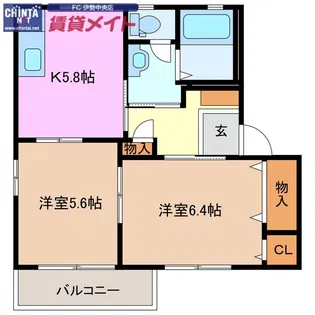 サニーフラットI B【1階】の間取り
