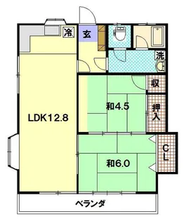 エステート虹ヶ丘 B【2階】の間取り