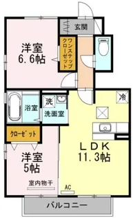 2LDKの間取り画像