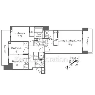 パークタワー横濱星川【7階】の間取り