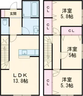 愛知県安城市桜井町城向三丁目【一戸建】の間取り
