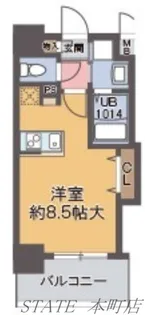 ラグゼ江戸堀【9階】の間取り
