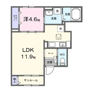 サンホワイト駅西【1階】の間取り