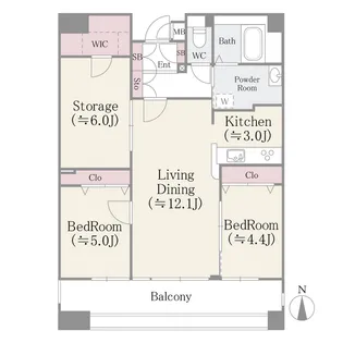 クレアールフレスカ【14階】の間取り