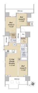 ハーバーテラス品川【5階】の間取り