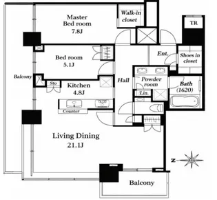 ザ・パークハウス晴海タワーズクロノレジデンス【43階】の間取り