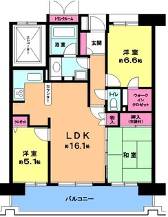 ウェルガーデンF棟【6階】の間取り