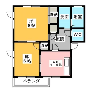 グランドール山王B【1階】の間取り