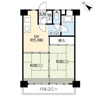 UR朝霞膝折【4階】の間取り