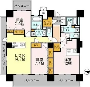 ロイヤルパークスERささしま WEST【16階】の間取り