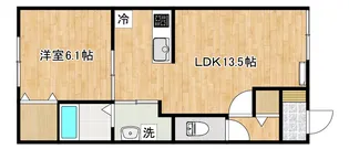 滝川市東町5丁目1LDKアパート【2階】の間取り