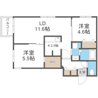 エアフォルク学園前【2階】の間取り