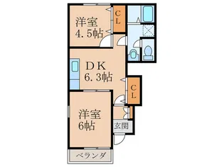 リバ-サイド美夜古B棟【1階】の間取り
