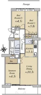 横浜星の丘ビューシティA棟【7階】の間取り
