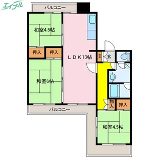 グランドヒルズ桔梗が丘3号棟【3階】の間取り