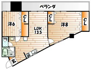 プリンセス黒住【3階】の間取り