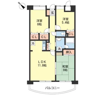 センテンス中田【5階】の間取り