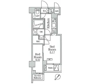 1DKの間取り画像
