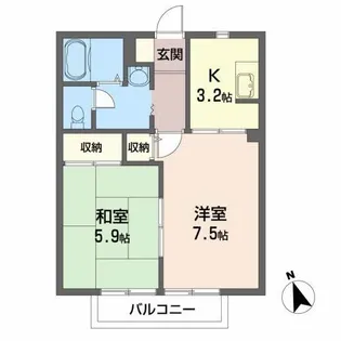 アップルハイツ桜水A【2階】の間取り