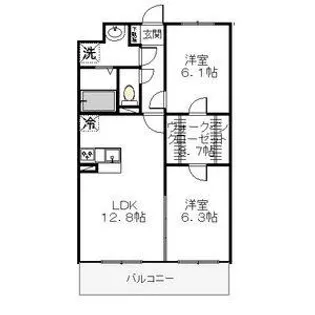 2LDKの間取り画像