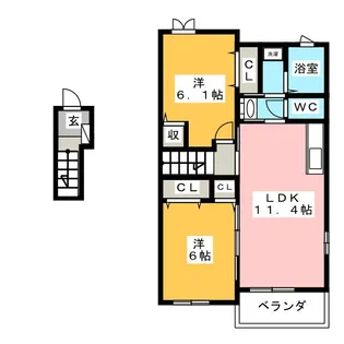 プロムナード郷中 A【2階】の間取り
