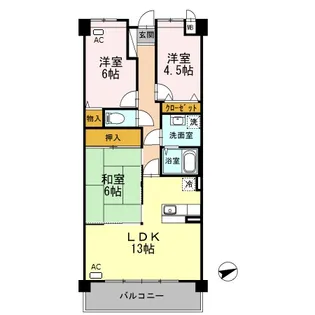 プラザハイツ二ツ屋 F棟【2階】の間取り