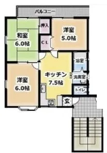 サンハイツ粟【2階】の間取り