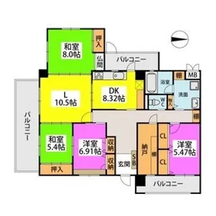 ウイング福重【1階】の間取り