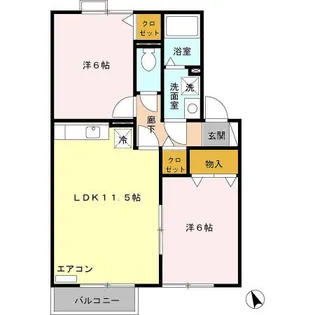 グランモアJ B【2階】の間取り