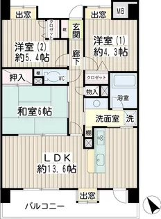 リオベルデ鶴声【9階】の間取り