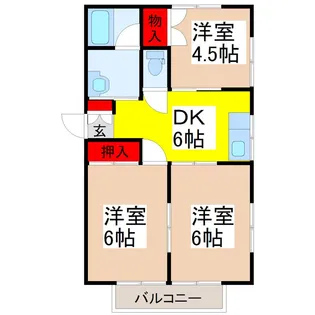 メゾン古谷D2【2階】の間取り