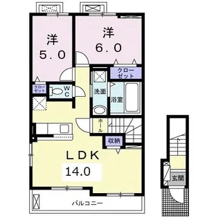 カメリアK・III【2階】の間取り