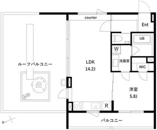 エスセナーリオ高輪【5階】の間取り