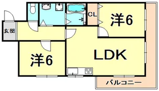 フェイバリー甲東園1・2【3階】の間取り